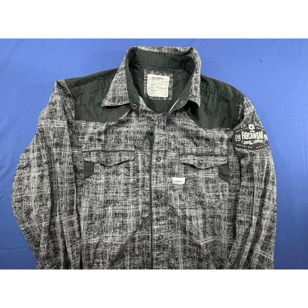 rocawear dress shirts Rocawear Military Style Button Down Shirt Teal Mens Size XL